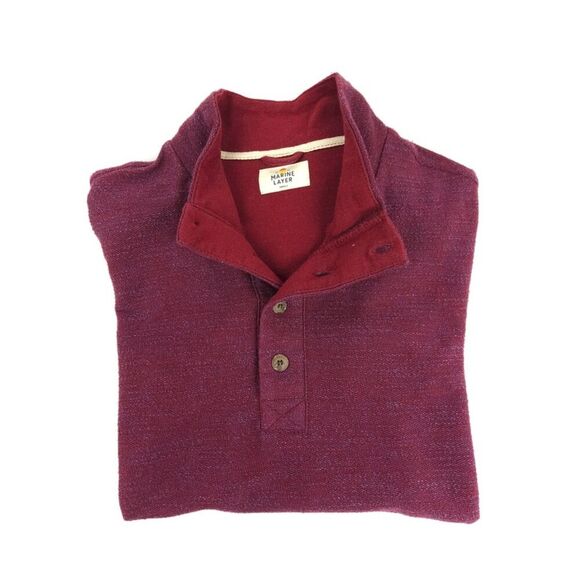 NEW Huckberry Marine Layer Clayton Textured Pullover Sweater Cabernet Heather - Picture 6 of 7